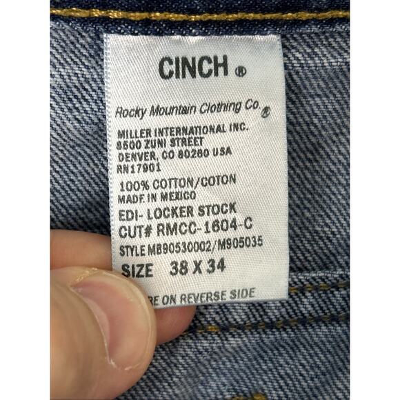 Cinch Men's Green Label Rigid Dark Stone Jeans Size 38 Blue Western Relaxed - Picture 10 of 10